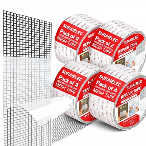 Image of 4 Pcs Mosquito Net Patch Repair Tape, Window Screen Repair Tap, Strong Adhesive & Waterproof Window Mosquito net Covering Mesh Tape for Door Tears Holes Screen Patch Repair (200Cm X 5CM)