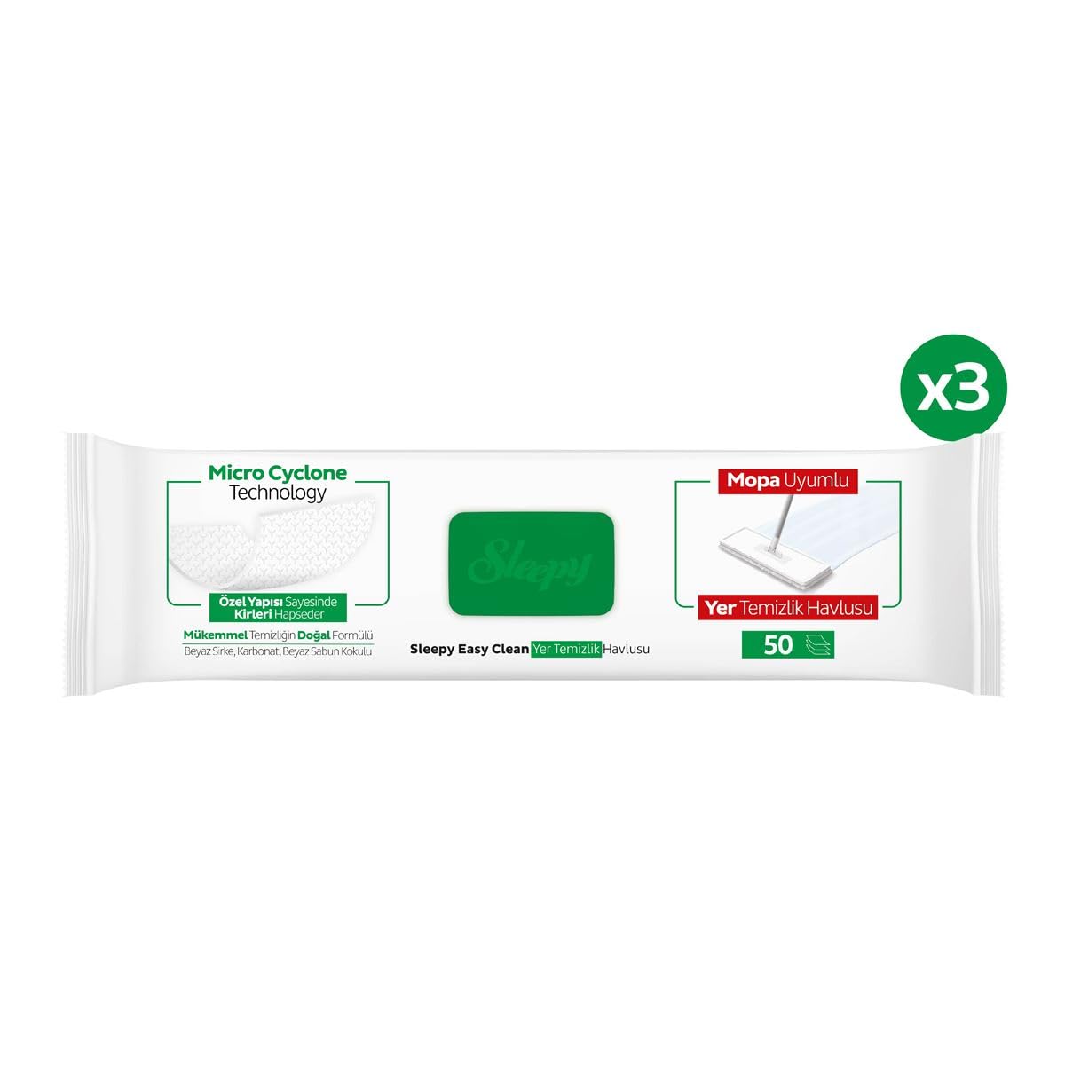 Sleepy Additivo per sapone bianco facile da pulire, compatibile con Mopa, 3 x 50 (150 fogli)