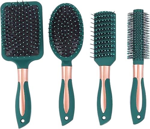 Anti-Static Hair Brush Set - Oval Round Vent Detangling and Paddle Combs for Wet or Dry Hair - Massage and Shine for Women Men Kids