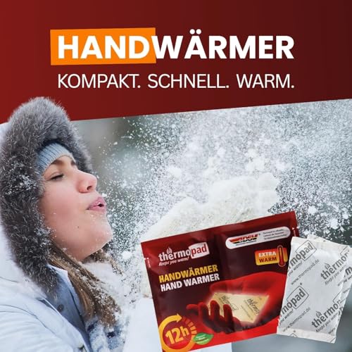 THERMOPAD Handwärmer – DAS ORIGINAL: 5 Paar Wärmepads für 12 Stunden Wärme I Sofort einsatzbereite Taschenwärmer I Extra warmes Heatpad – ideal für Outdoor-Aktivitäten & Handschuhe I Hand-Wärmekissen