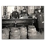 Prohibition Raid 1920s Whiskey Seizure Vintage Crime Photograph Historic Speakeasy Enforcement Scene Black White Wall Decor Home Office Bar Study Library Retro American Art 11x14 Unframed Poster