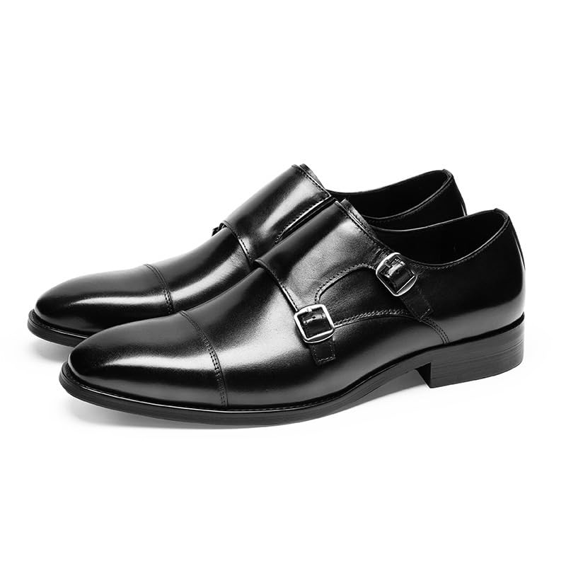 Men's Breathable Leather Dress Shoes Non-Slip Oxford Style Slip-On Loafers for Long Work Days