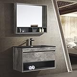 DECORAPORT 39 in. Wall Mount Bath Vanity Set with Mirror Cabinet,Synthetic Stone Countertop,Soft Closing Drawer & Shelves,Antique Wood Color(D-HP1001-SET)