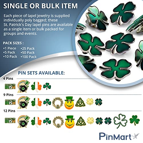 Pinmart St. Patrick's Day Lapel Pin – Irish Claddagh Jewelry For Women And Men – Irish Culture Celebration Pin – Cast Pewter And Antique Bronze Plated Enamel Brooch With Locking Back #TOP5