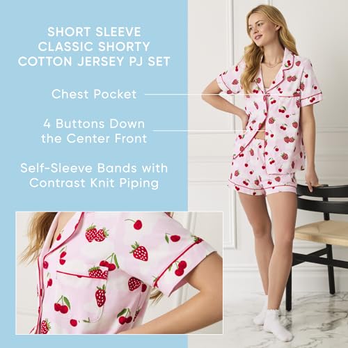 Image of Bed Head PJs Womens Matching Pajamas - Soft Organic Short Sleeve Button Down PJ Shirt & Shorts Set - Sleepwear & Loungewear