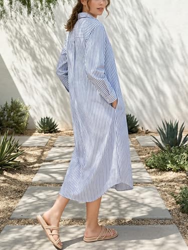 Image of Kuraki Women's Casual Print Button Front Maxi Shirt Dress