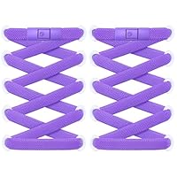 RJ-Sport Tieless Elastic Shoe Laces - Heavy Duty No Tie Shoelaces for Kids and Adult with Strong Lock and Speed Shoestrings Purple