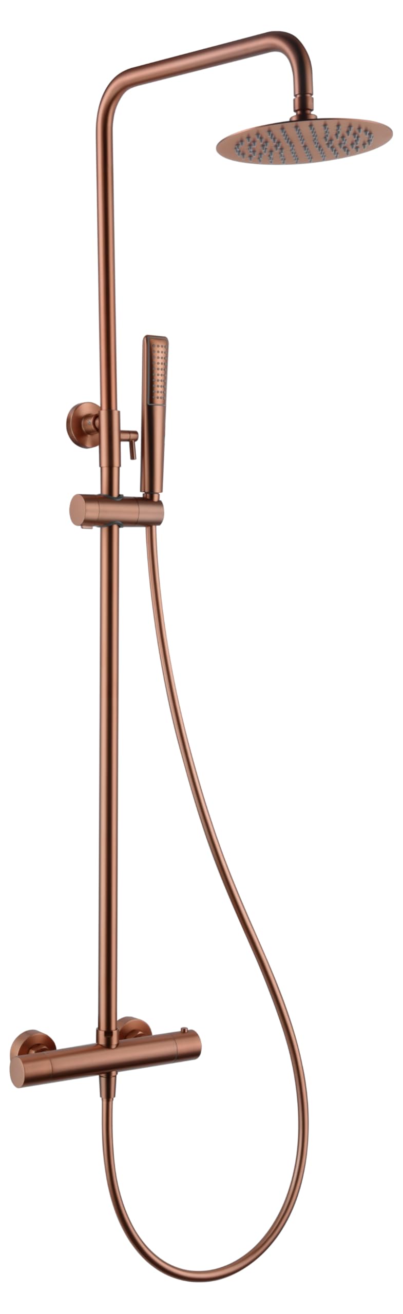 Conjunto Columna de Ducha - Barra de Ducha Grifería Termostática - Serie Nápoles Oro Rosa Cepillado - Termostático