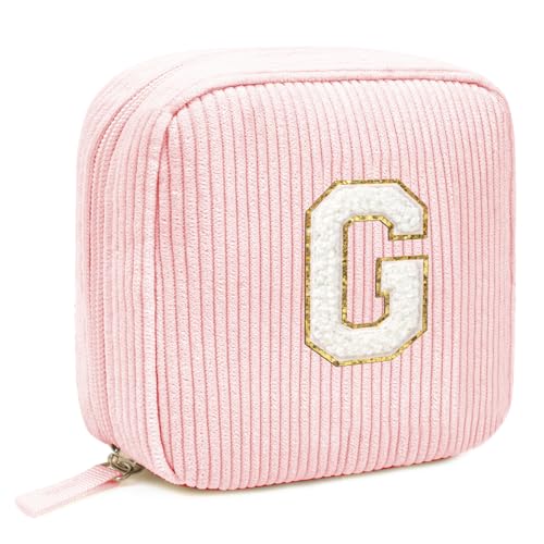 LETGO Bolsas De Maquiagem Fofas Com Monogramas Personalizados - Bolsa Cosméticos Rosa, Estojo Maquiagem, Melhor Amiga, Amizade, Irmã, Professora, Presentes Aniversário Para Mulheres (Letra G, Rosa)