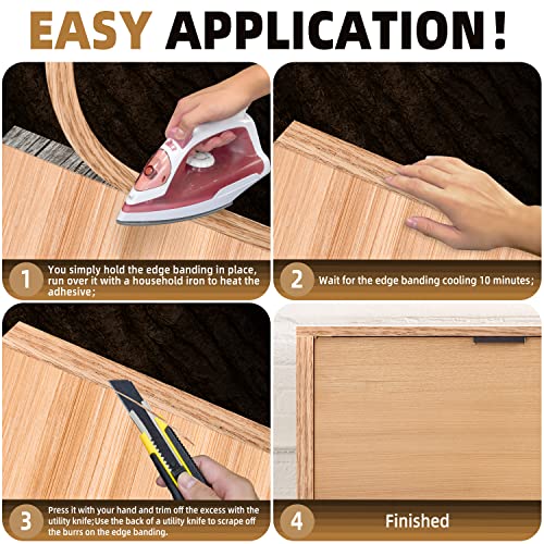Image of GSCIT Club Red Oak Edge Banding, 3 inch x 250ft roll of Veneer Edge Banding Pre-glued Flexible, Real Wood Tape for Cabinet Repair & Furniture Restoration