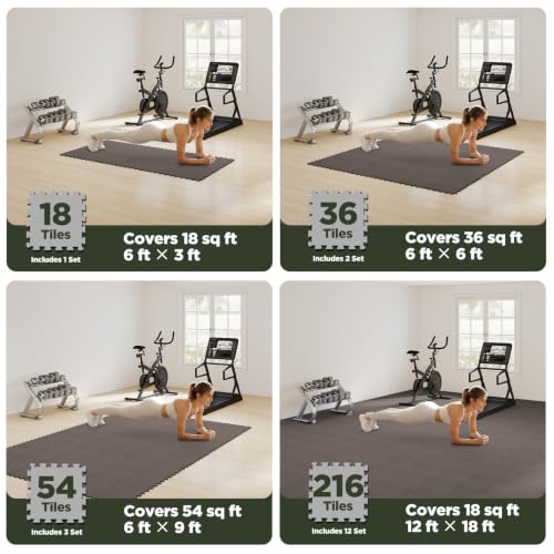 Image of AIRHOP 18 PCS Gym Floor Mat, EVA Foam Puzzle Gym Mat, High-Density Interlocking Foam Floor Tiles for Home Gym, Play Workout Garage Kitchen Flooring 12.6 inchx12.6 inchx0.4 inch