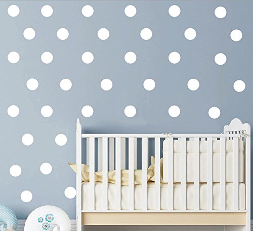 80 adhesivos de vinilo blancos de lunares 4.8 cm para pared miniatura 1