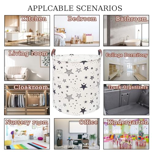 Image of Waterproof Laundry Hamper Collapsible Laundry Basket Leather Handle Laundry Bag Large Clothes Storage Toy Organization for Bathroom Bedroom Laundryroom College Dorms (Caisanjiao-001)