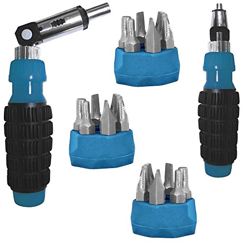 Promobo Set Schraubendreher A Ratsche Multifunktions Präzision Schwenkkopf 18 Bits mit Wandhaltern