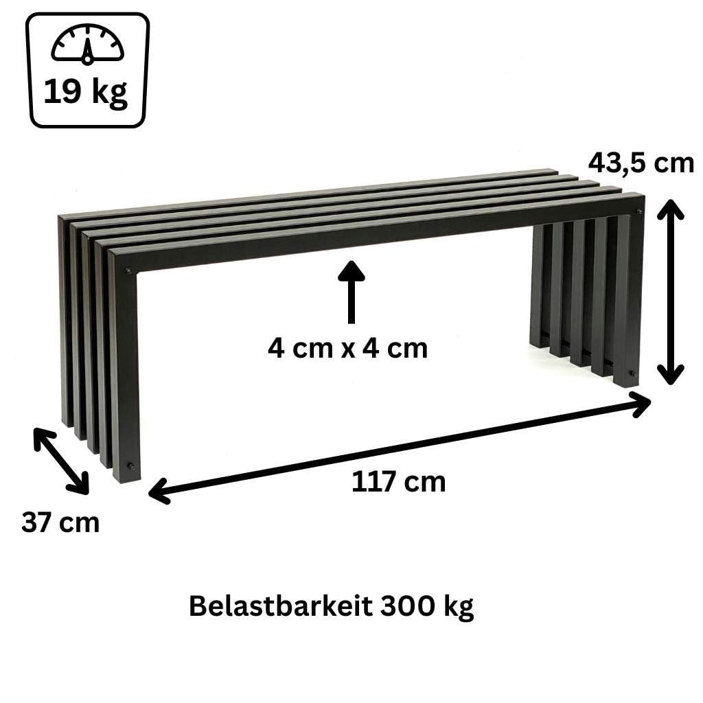 DanDiBo Gartenbank Wetterfest Metall Outdoor Schwarz 96245 Ida 120 cm Sitzbank Garten Bank Parkbank Eisen