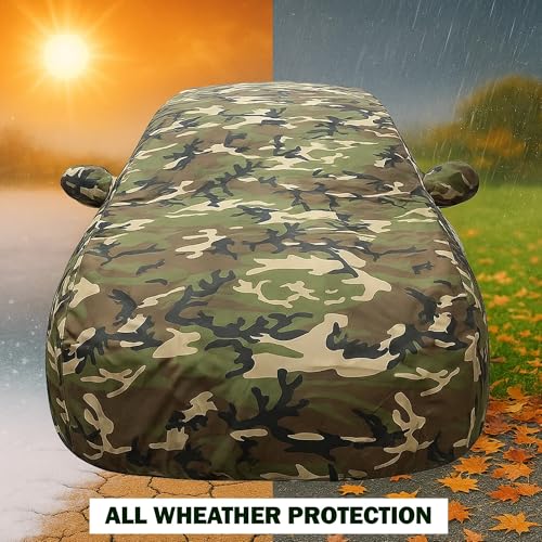 Image of Sulfar 100% Waterproof Car Body Cover for Tata Sumo Grande MK II - Triple-Stitched Dustproof UV, Heat & Rain Protection with Mirror Pockets, Full-Bottom Elastic & Free Storage Bag - All-Weather Indoor