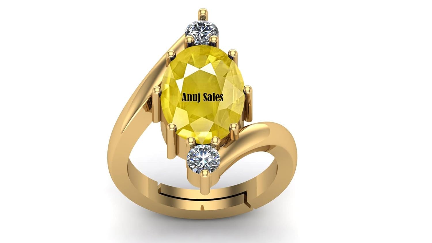 Anuj Sales 10.00 Ratti 9.00 Carat Unheated Untreatet A+ Quality Natural Yellow Sapphire Pukhraj Gemstone Gold Plated Ring for Women's and Men's (Lab Certified)-picture-10
