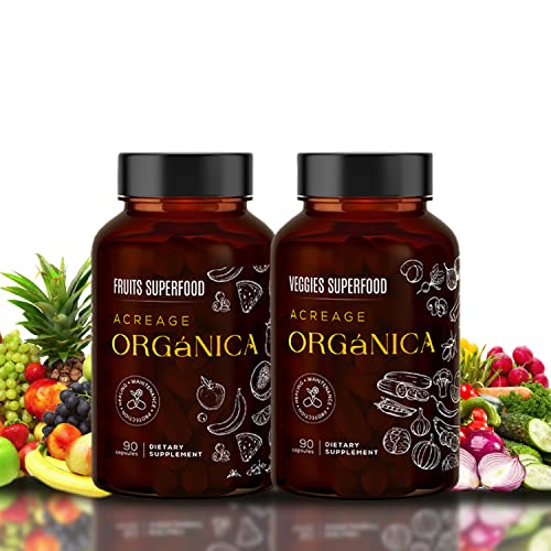 ACREAGE-ORGaNICA-Fruits-and-Veggies-Supplement-Infused-with-19-Super-Food-Vegetables-and-17-Whole-Food-Fruits-Blend-Vitamins-for-Overall-Wellness-90-Veggie-Capsules-90-Fruit-Capsules