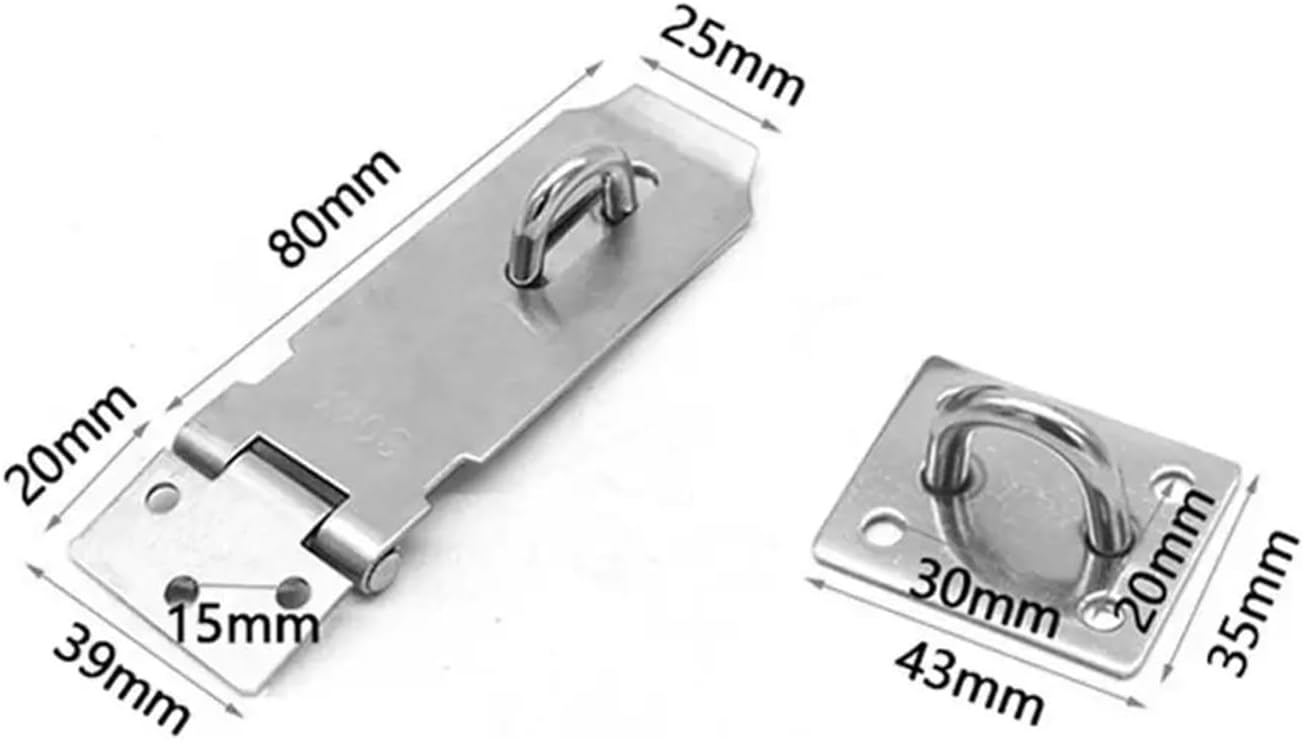 Padlock Door Bolt 14pcs Stainless Steel Security Door Latch, Suitable for Storage Sheds and Cabinets - Durable Lock Fittings, Hardware(A)