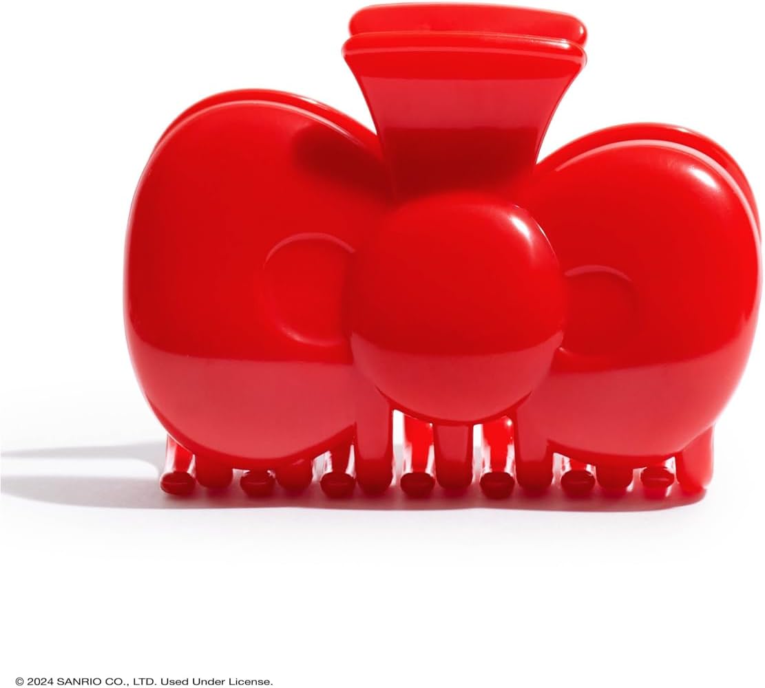 Kitsch Hello Kitty Recycled Plastic Bow Hair Claw Medium Claw Clip for Women and Girls, 1 Piece (Red)