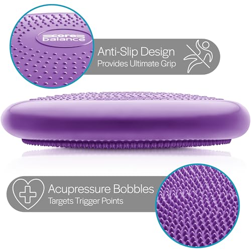 Core Balance Wobble Cushion Physio, Air Stability Cushion, Inflatable Core Trainer, Sensory Cushion for Chair, Pump Included (33cm x 2 inches) - Image 4
