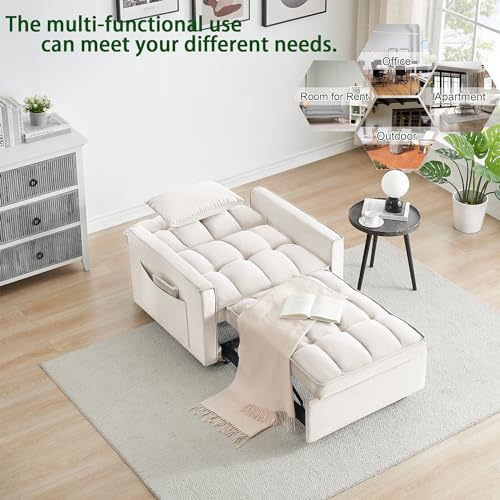 Sillón plegable terciopelo blanco cremoso miniatura 7