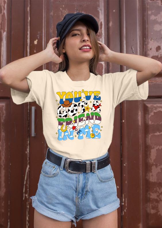 You've Got A Friend in Me Shirt Women Funny Letter Print Friends Tee Casual Vacation Holiday Graphic Tops4