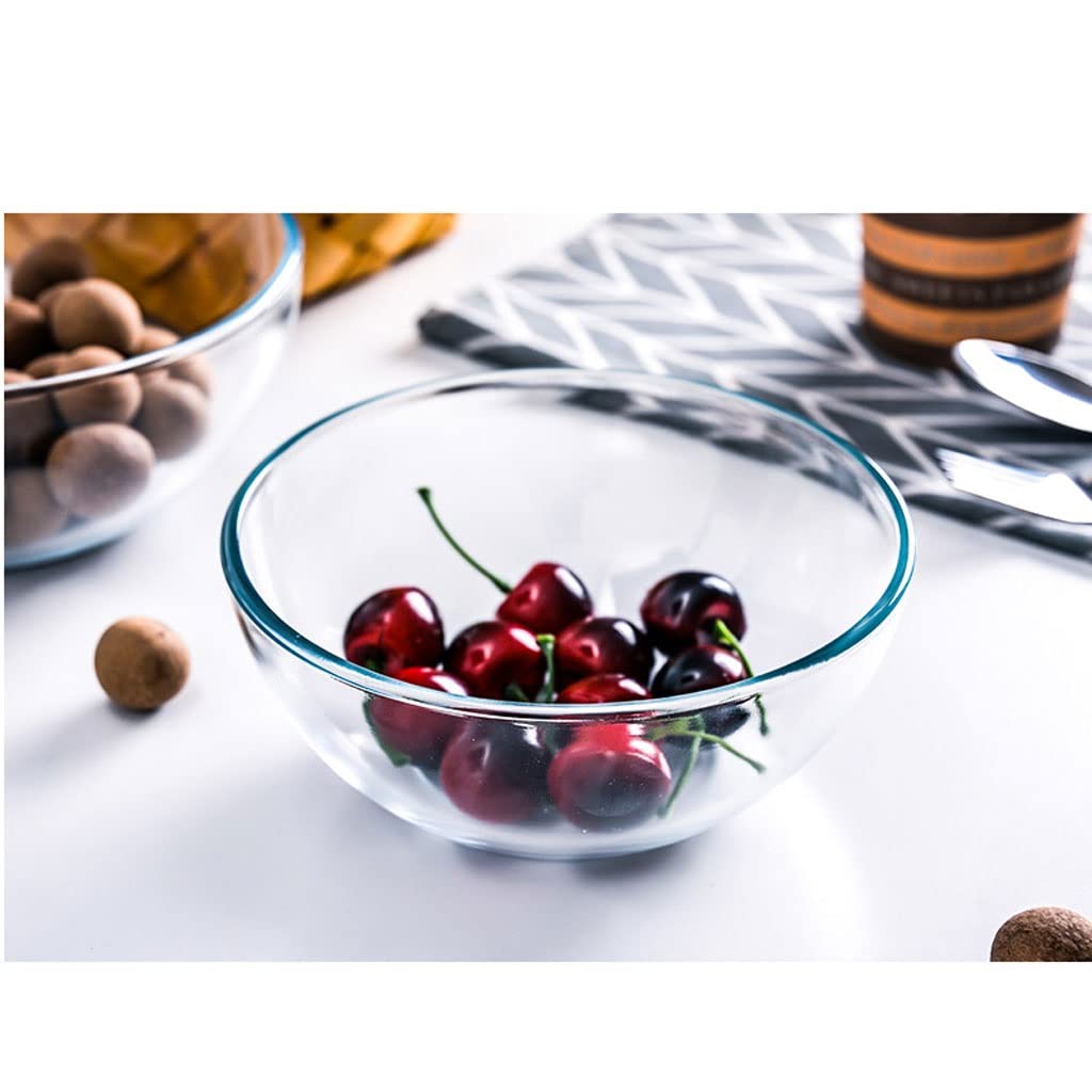 SLEEVE Saladiers Bol à Salade de Fruits Transparent Bol à Dessert aux légumes Cuisine Maison Bol en Verre trempé Bol à Ramen aux Fruits Créatif Bol de Service (Color : A2pc, Size : M)