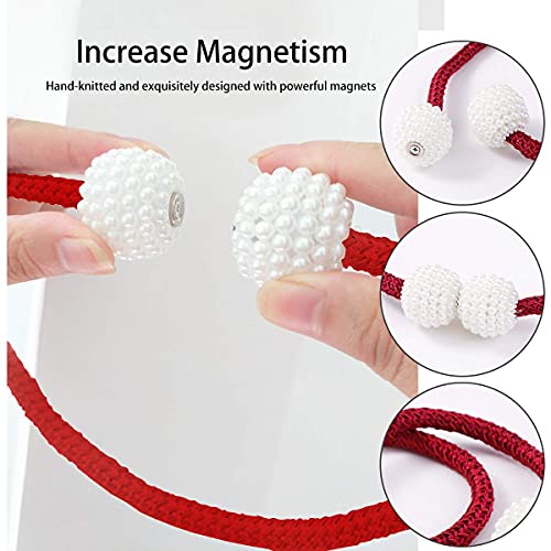 Image of Home Cloud Magnetic Curtain Tiebacks Convenient Drape Tie Backs - Pearl Decorative Rope Holdback Holder for Window Drapries Color Multi (1pair 2 pcs) (Maroon)