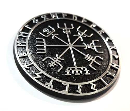 Image of Viking Vegvisir Compass Nordic wayfinder Black Chrome Plastic car Emblem Decal 3D Sticker