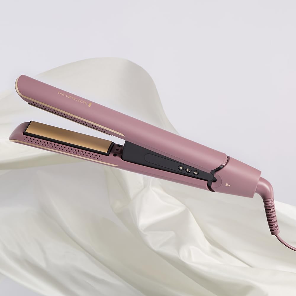 Remington plancha de pelo AIRvive con Aire Ionizado, tecnología Ionic Air antiencrespamiento, revestimiento cerámico ultrasuave con microacondicionadores (placas flotantes, digital, 150-230 °C) S8930