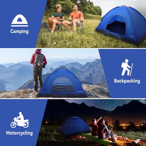 Image of 1-2 Person Tent Waterproof & Windproof Family-Tent Camping Tents All-Weather Backpacking-Tents for Camping-Hiking,Outdoor Adventures