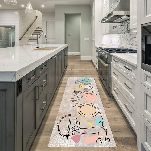 SUSSEXHOME Alfombra antideslizante lavable  100 % poliéster para fregadero de cocina  20 x 59 pulgadas resistente para suelo de cocina