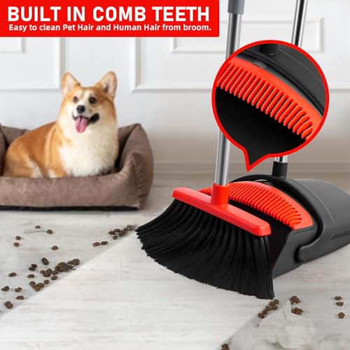 Broom and Dustpan Set House Brooms for Sweeping Indoor Broom with Dust Pan Combo Set for Home Office Kitchen Lobby Floor Pet Hair Indoor&Outdoor Cleaning - Image 6