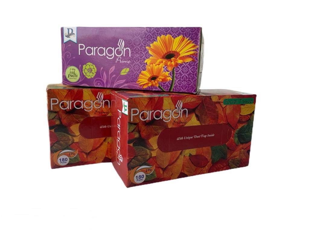 Paragon ProductsFace Tissue Box | 2 Ply Per Box | No. Of Pulls 180 in a box | Set of 3