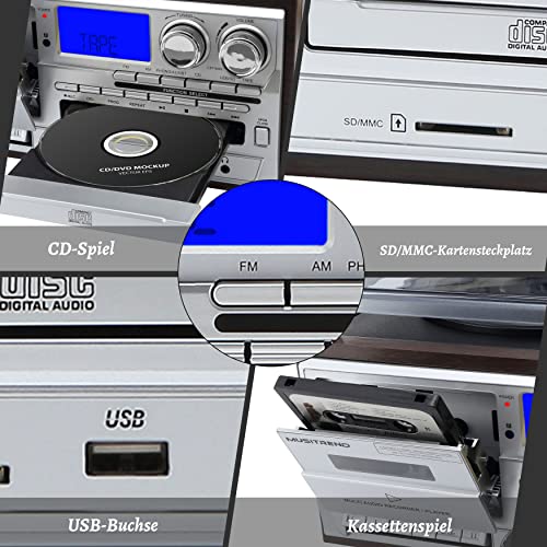Jorlai Platine Tout-en-Un avec Haut-Parleur stéréo Externe, Lecteur de Disque Bluetooth 3 Vitesses avec Lecture CD/Cassette, Radio AM/FM, Codage USB/SD, entrée Aux-in/RCA Line-Out - Les Beatles, Paul McCartney, John Lennon, RIngo Starr, George Harrison Jorlai Platine Tout-en-Un avec Haut-Parleur stéréo Externe, Lecteur de Disque Bluetooth 3 Vitesses avec Lecture CD/Cassette, Radio AM/FM, Codage USB/SD, entrée Aux-in/RCA Line-Out – Image 7