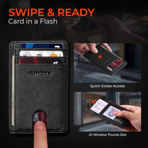 Image of RUNBOX Slim Minimalist Front Pocket RFID Blocking Leather Wallets for Men and Women Card Holder Wallets Gifts for men