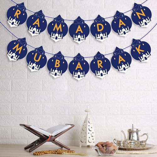 Image of OHOME Ramadan Banner and Decorations for Home 2024 - Mubarak Banner and Decor - Dareem Backdrop for Outdoor Indoor Wall