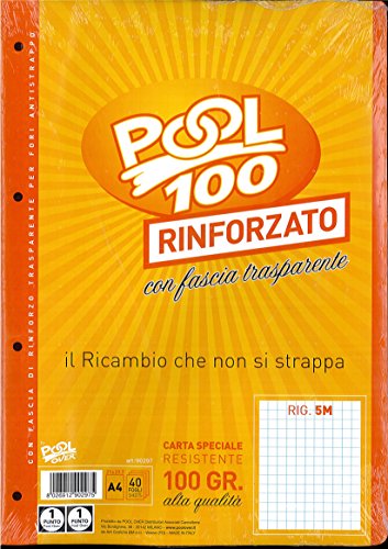 Blocco Fogli A Buchi Ricambio Maxi Rinforzati Quadretti 5 Mm. 100 Gr.