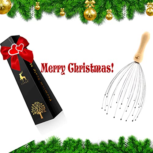 USAGA 28 Finger Head Scratcher, Head Massager, Scalp Massager, Stocking Stuffers Gift for Scalp Body Relaxing Wood Handle (1 Pack) - Image 5