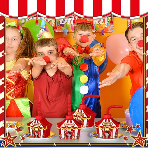 image for Tanlade 12 Pcs Circus Carnival Party Favor Gift Supplies Cups with Str