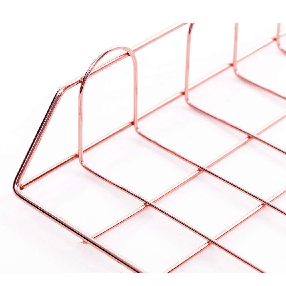 NANANA 4 Tier Stapelbare Ablagefachhalter, Stapelbare Briefablage Schreibtisch Ordentlich Datei Dokument Brief Papier Organizer Metall Ablage Home Office Verwenden(1 Set/4 Stück),Rose Gold