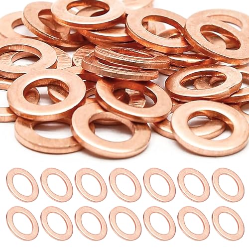 30 Pcs Arandelas de Cobre, M14 Arandela Carter Aceite, Arandelas Metalicas, Juego de Arandela de Sellado Planas, Anillos de Sellado de Cobre para Tapón de Drenaje Aceite Auto