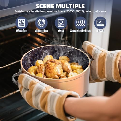 Nuwave 12 Piece Cookware Set - Duralon Blue Ceramic Non-Stick Frying Pans Saucepans Deep Sauté Pan Induction Compatible PFAS Free With Lids