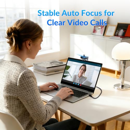 Image of 4K Webcam for PC with Sony Sensor, Auto Focus & Privacy Cover, Ultra HD 4K Streaming Camera, 2 Noise-Cancelling Mics, USB Plug & Play, 77 FOV, Web Camera for Zoom, Skype, Teams, Video Calling