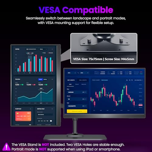 Image of Upperizon Portable Monitor 15.6 inch 4K UHD 3840X2160 145% sRGB IPS HDR HDMI USB-C Travel Monitor for Laptop MacBook PC Surface PS5 Xbox, External Display with Kickstand & Speakers, VESA Compatible
