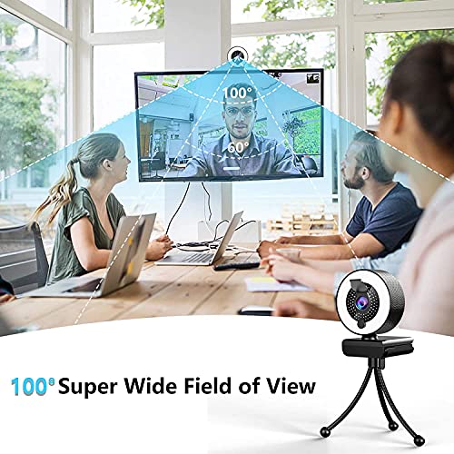 2k Webcam with Microphone Ring Light-HD Web Cam with Privacy Cover&Tripod for Desktop/Laptop/PC/MAC,Web Cameras for Computers, Skype, YouTube, Zoom, Xbox One, Studying, Conference and Video Calling
