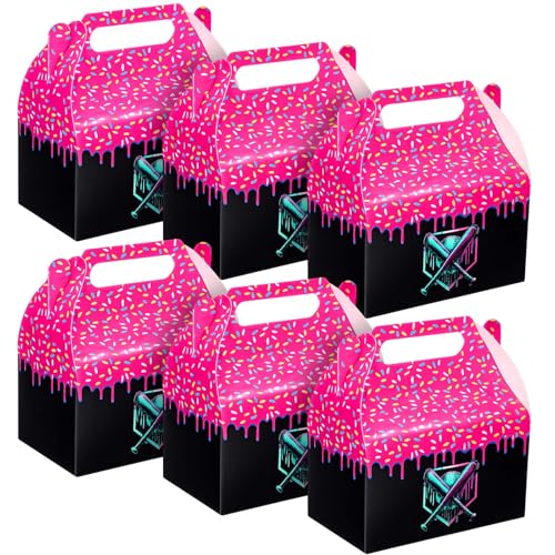 Ctosree 24 Pcs Ice Cream Drip Treat Boxes with Handles, Black Theme