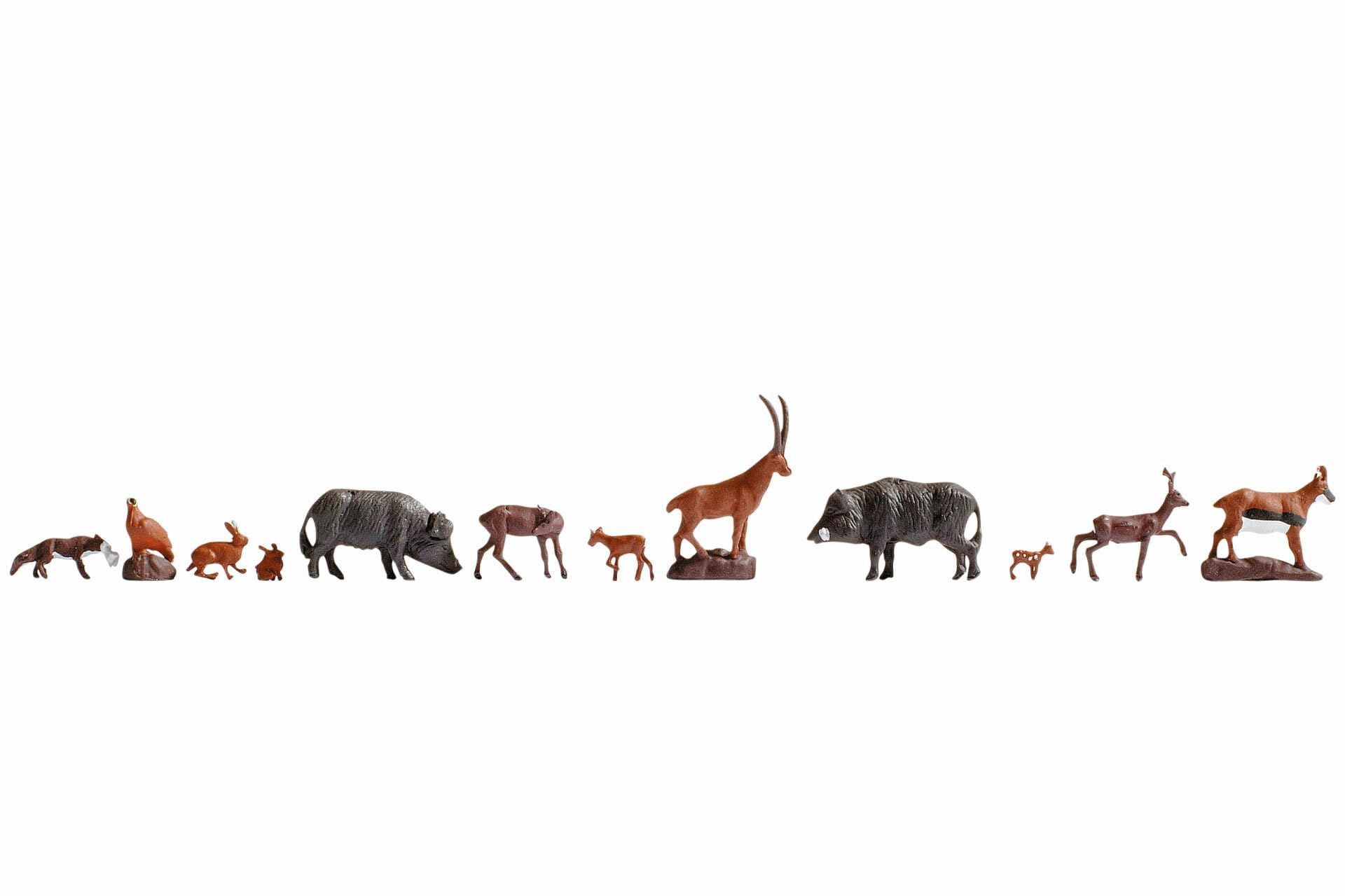 NOCH® Figuren-Set „Waldtiere“, 12 handbemalte Tiermodelle für den Modellbau H0 Spur in 1:87 (ca. 2cm hoch) perfekt für Waldszenen und Dioramen