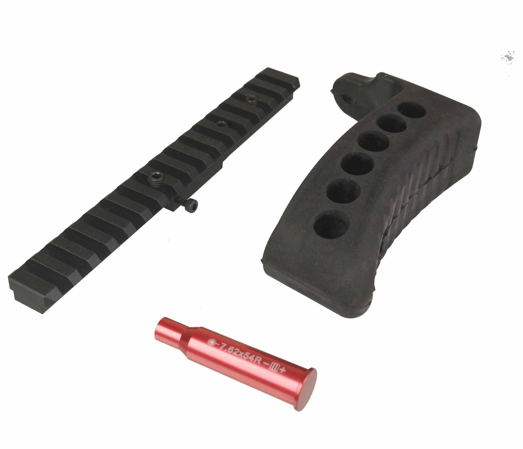 Rail Mount for Mosin Nagant 91/30 M38 M44 1891 91/30 1891/30 Rifles + Aluminum Red Anodized 7.62 x 54R Caliber Cartridge Laser Bore Sighter+ Mosin Nagant Rubber Butt Pad